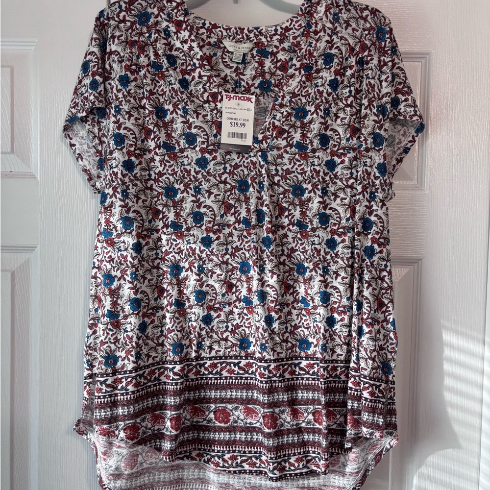 Lucky Brand Blue and Purple Relaxed Graphic Tee